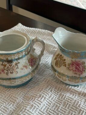 Austria Zdekauer Antique Porcelain Cream & Sugar,READ condition issues